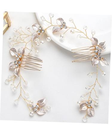 Angoily Bride Hair Braiding Hair Comb Pearl Headpiece for Wedding Gold Hair Comb Floral Hair Clips Bridal Hair Pin Rhinestone Hair Clip Bridesmaid Twist Flower Alloy Material - Buy Online on GoSupps.com