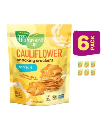 Real Food From The Ground Up Cauliflower Snacking Crackers - 6-Pack Sea Salt Snack Bags - Buy Online on GoSupps.com