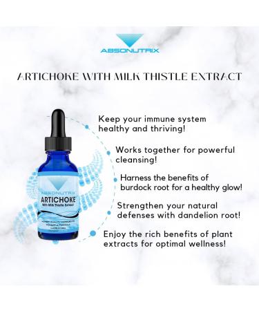 Absonutrix Artichoke with Organic Milk Thistle Extract 390 mg 4 FL OZ Liquid 302 Servings Made in USA Potent Plant-Based Ingredients Burdock Root Extract Dandelion Root Extract Non-GMO - Buy Online on GoSupps.com
