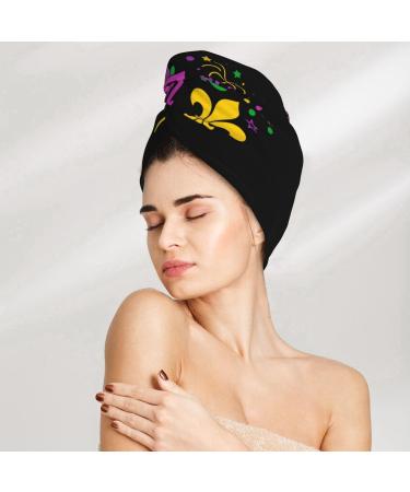 Quick-Dry Hair Towel Wrap with Button - Mardi Gras Flamingo Turban for Fast Hair Drying - Buy Online on GoSupps.com