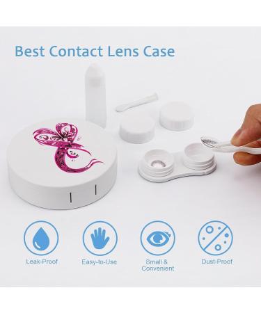 Heart Ribbon Breast Cancer Awareness Contact Lens Travel Kit | Cute Portable Case with Mirror for Daily Outdoor Use - Buy Online on GoSupps.com
