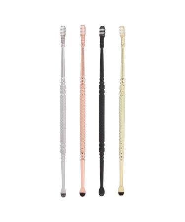 Ear Cleaning Kit 4PcsStainless Steel Double Head Ear Spoon with Cleaning Brush 360 Spiral Earwax Remover Cleaning Tool