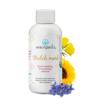Era Organics Organic Stretch Mark Oil for Pregnancy - Extra Moisturizing Belly Oil for Pregnancy - Pregnancy Oil to Prevent Stretch Marks - Pregnancy Must Haves