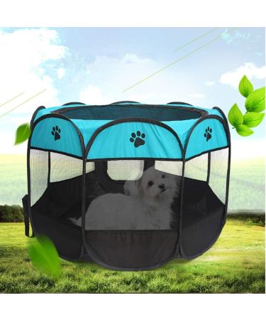 Blumoo Portable Pet Playpen - Indoor/Outdoor Foldable Dog Playpen with Mesh Shade Cover | Travel Dog Play Tent for Puppies/Cats/Rabbits - Blue (S 28x28x18) - Buy Online on GoSupps.com