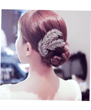 DOITOOL 1pc Wedding Hairpin Bridal Headpiece Diamond Hair Clip Pearl Diamond Headpiece Mothers Day Side Combs Silver Hair Clips Bridal Tiara Hair Comb Pin Rhinestone Bride Leaves Headgear - Buy Online on GoSupps.com