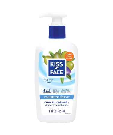 Kiss My Face Moisture Shave 11 Ounce Fragrance-Free 4-In-1 Pump (325ml) (3 Pack)
