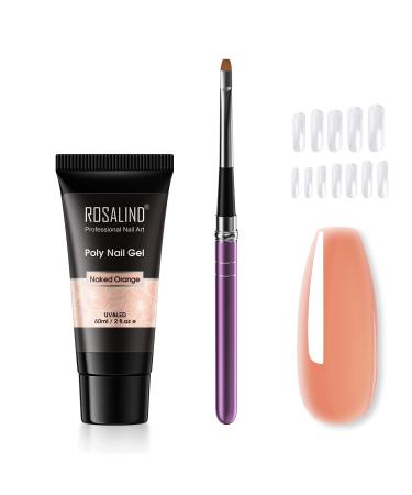 Rosalind nail nails gel set nude poly nail gel with nail brush nails tips 60ml nude uv/led nail polish acrylic nails for quick extension nail extension nail gel do naked orange