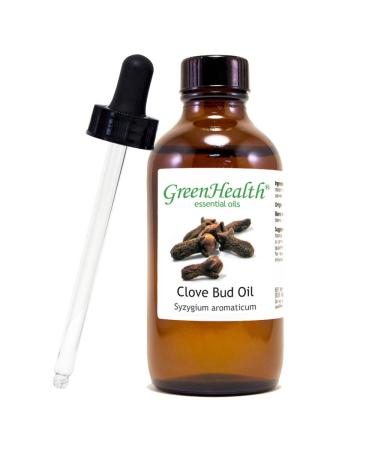 Clove Bud Essential Oil 4 fl oz (118 ml) Glass Bottle w/Glass Dropper 100% Pure Essential Oil GreenHealth