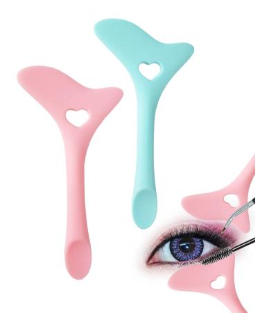 DogieLyn 2pcs Eyeliner Stencils Wing Tips Reusable Eyebrow Eyeshadow Applicators Eye Makeup Tool Kit Quick Makeup Lipstick Wearing Aid Eyeliner Molds Stencil Pads Pink+Blue