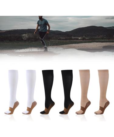 Kenanlan Compression Sports Socks - 3 Pairs of Breathable Knee-High Compression Stockings for Sports (L-XL) - Stretchy Sweat-Absorbing Ideal for Athletes Worldwide - Buy Online on GoSupps.com
