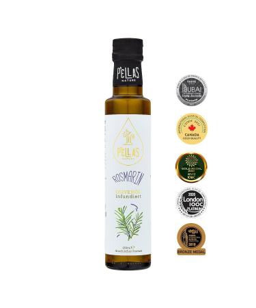 Pellas Nature Extra Virgin Olive Oil with Rosemary - Award-Winning Cold Pressed Greek Olive Oil 250ml Glass Bottle No Additives - Buy Online on GoSupps.com