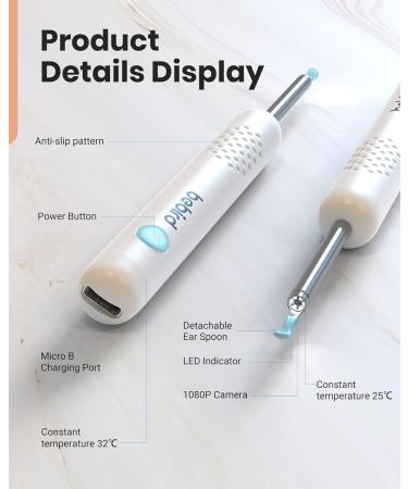 BEBIRD Ear Wax Removal Kit with 1080P Camera and 7 Pcs Ear Set - Smart Visual Earwax Cleaner with 6 LED Lights - White - Buy Online on GoSupps.com