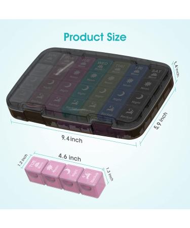 Restree Weekly Pill Organizer - 4 Times a Day Large 28 Compartment Moisture-Proof & Waterproof Medicine Box for Vitamins Fish Oil & Supplements - Black - Buy Online on GoSupps.com