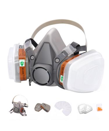 Reusable Respirators Half Facepiece Cover - ANUNU Paint Respirator with Filters Against Dust Organic Vapors Gas Sawdust For Paint Epoxy Resin Welding Chemical Woodworking