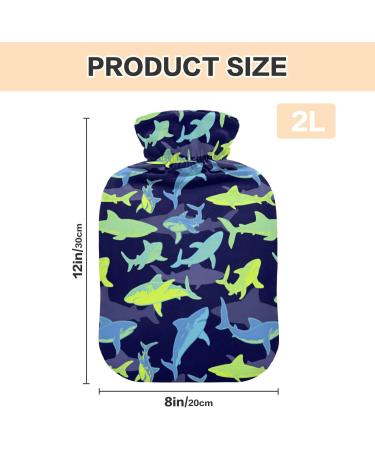 Heat Bottle with Underwater Sharks Cover - 2L Water Bag for Pain Relief & Headache Relief - Buy Online on GoSupps.com