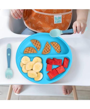 Vicloon 3Pcs Silicone Baby Suction Plates Set - Non Slip Divided Dishes for Toddler Self Feeding - Fits Most Highchairs - Blue/Green/Yellow - Buy Online on GoSupps.com