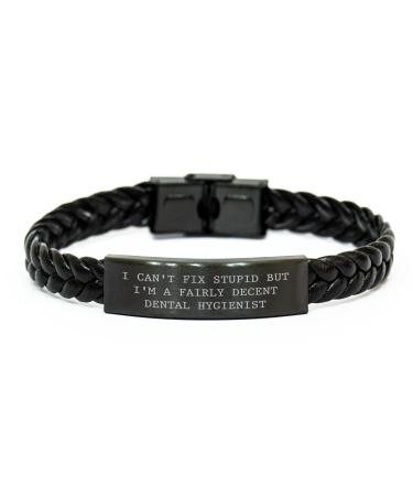 Dental Hygienist Gifts Funny Quote Interlaced Leather Christmas Memorable Present for Coworkers and Friends - Gifts from Men to Dental Hygienists