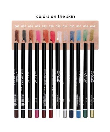 12-Piece Assorted Color Eye Liner Pencil Set | Long-Lasting Hypoallergenic Eye Makeup Crayon Pencils - Buy Online on GoSupps.com