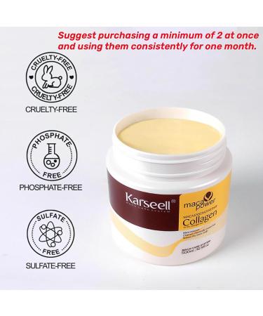 Karseell Collagen Hair Treatment 16.90 oz 500 ml Deep Repair Conditioning Argan Oil Collagen Hair Mask Essence for Dry Damaged Hair 500 ml (Pack of 1) - Buy Online on GoSupps.com