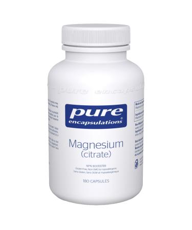 Pure Encapsulations Magnesium (Citrate) - Supplement for Sleep Heart Health Bone Health Energy Muscles & Metabolism* - With Premium Magnesium - 180 Capsules