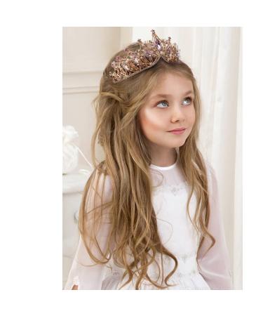AOPRIE Hera's Light Gold Pink Crystal Tiara for Women and Girls - Perfect for Wedding, Prom, Birthday, Party, Halloween, Christmas & Princess Costume - Buy Online on GoSupps.com
