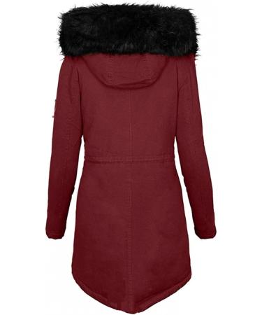 Ronony Women's Parka Coat - Elegant Winter Jacket for Transitions | Sporty Quilted Fleece Coat in Wine | Ideal Outdoor Outerwear - Buy Online on GoSupps.com