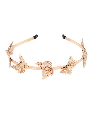 Beaupretty Butterfly Headband  Butterfly Hollow Metal Headband Alloy Tiara Headpiece Vintage Bridal Wedding Crown for Women Girls  Gold 1 Count (Pack of 1)