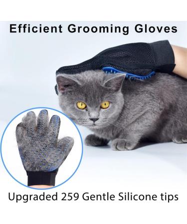 Dog Grooming Glove/Pet Brush Glove Hair Removal Mess-free Grooming with 260 TipsDog Cats Rabbits & Horses with Long/Short/Curly Hair (Blue Right Hand) - Buy Online on GoSupps.com