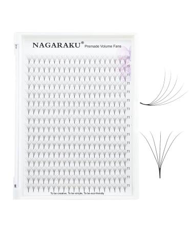 Nagaraku volume eyelash extension prefabricated compartments 320pcs narrow stem slightly tight premade fans eyelash extensions artificial eyelashes 16 rows (5d 0.07mm starch 11mm) 11mm 5D-07-D curl