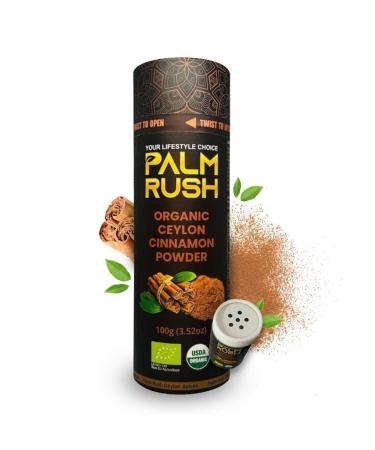 PALM RUSH Organic Ceylon Cinnamon Powder Premium Grade USDA Certified Authentic Sri Lankan True Cinnamon (3.5oz (100g))