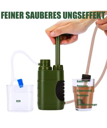 5000L Outdoor Water Filter - Portable Survival Water Purifier for Camping & Emergencies | Army Green - Buy Online on GoSupps.com