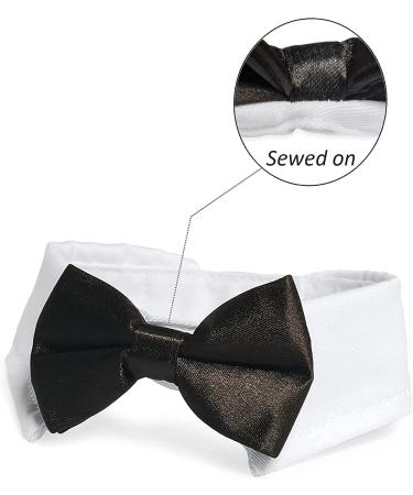 KOOLMOX Adjustable White Dog Bow Tie Collar for Formal Tuxedo Outfits | Small Medium Large Dogs | Wedding Holiday Valentines Costumes | Black White | 13.4-17.3 Inch - Buy Online on GoSupps.com