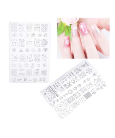 2st Christmas manicure template winter nail stamp set templates for Christmas templates nail art stencils panel Christmas nail stamps blue foil Christmas Christmas
