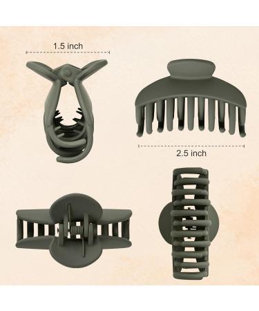 DEEKA 4 PCS Double Row Teeth Hair Claw Clips 2.5 Inches - Matte Clips for Thin, Short Hair - Hair Accessories for Women and Girls, Pack of 4 (Black/Green/Khaki/Blue) - Buy Online on GoSupps.com