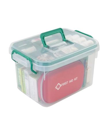 Idomy Plastic Lockable Medication Box  Family First Aid Box  Medicine Lock Organizer  Clear