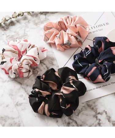 Colorful Flamingo Pattern Hair Ties for Girls & Women - Soft Elastic Ponytail Holders in 4 Stylish Designs - Buy Online on GoSupps.com