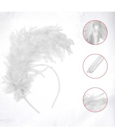 MWOOT Feather Headband 1920s Feathered Headpiece Roaring 20s Fascinators for Women Artificial Flower Feather Headwear Hair Accessories for Cocktail Wedding Prom Tea Party Decoration White - Buy Online on GoSupps.com