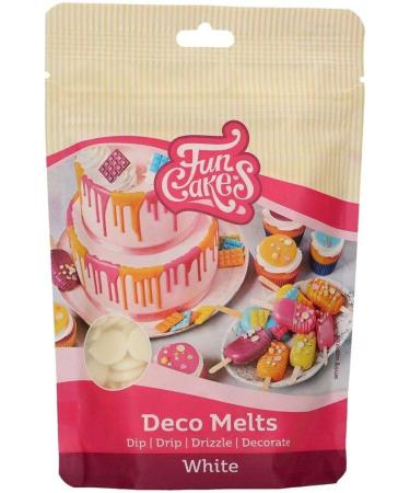 FunCakes Deco Melts White - Dip Drip Drizzle and Decorate Melt in The Microwave and Pour in Every Shape Make Candy Drip Cakes Lollipops and Decorate Cakes Cookies and Cupcakes AZO Free 250 g - Buy Online on GoSupps.com