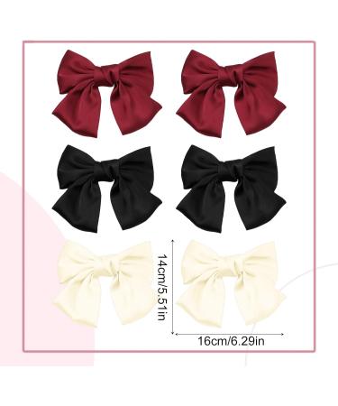 EUPSIIU 6 Pieces Bow Hair Clip Big Bowknot Hairpin French Hair Clips 3 Color Bow Hair Clip for Women Solid Color Bow Hair Clips Hair Barrettes Accessories for Women Girls (Red+Black+White) - Buy Online on GoSupps.com