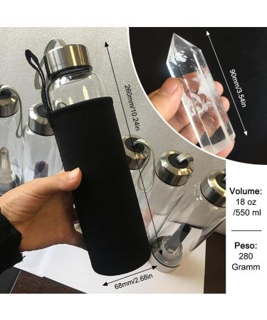 HINATAA Crystal Water Bottle - 550ml Detachable Natural Quartz for Healing & Hydration | Shop Now - Buy Online on GoSupps.com