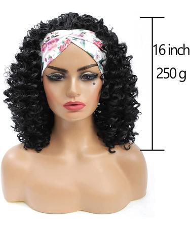 Shop 2-in-1 Short Black Headband Wigs for Women | Afro Kinky Curly Synthetic Wig (16inch) - Buy Online on GoSupps.com