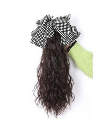 Hair Extensions Women's Wig Ponytail Bow Hair Accessories Claw Clip Water Ripple Ponytail Hair Extension Wig Synthetic Bun Hair Pieces For Women (Color : D)