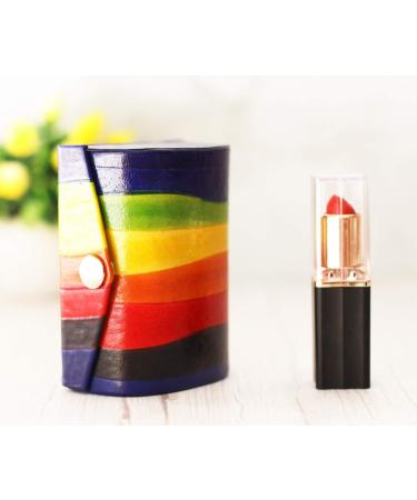 Buy Multicolor Leather Lipstick Case Holder with Mirror - Perfect Valentine's Day Gift for Women | Holds 2 Lipsticks | Cosmetic Storage Organizer - Buy Online on GoSupps.com