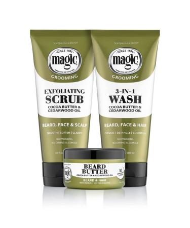 Softsheen-Carson Magic Men's Exfoliating Face Scrub - Cocoa Butter & Cedarwood Oil for Beard, Skin & Scalp - 6.8 fl oz - Buy Online on GoSupps.com