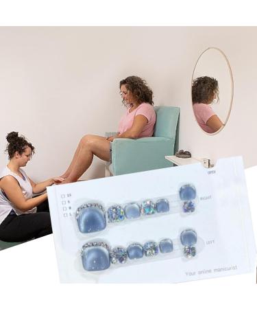 Toe Nails Glitter | Glitter Artificial Toenail Glossy Fake Toe Nails Sparkling Cat's Eye Toenail Manicure Art for Women Girls for Summer - Buy Online on GoSupps.com