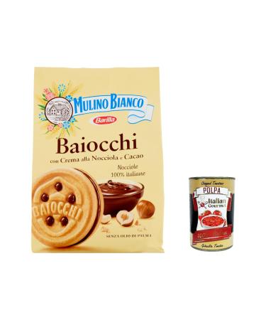 Italian Gourmet E.R. Mulino Bianco Baiocchi Lot de 12 biscuits au chocolat 260 g + Italian Gourmet Pulpa 400 g