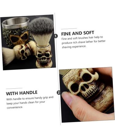 Frcolor Skull Beard Brush Set - Wooden & Metal Shaving Brush for Travel & Face Cleaning | Premium Shaving Tools - Buy Online on GoSupps.com