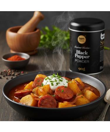 BAM Poivre Noir Moulu 90 g Poivre Noir Aromatique et pices pour Cuisine Id al pour Viande Poisson Soupes Sauces et L gumes - Buy Online on GoSupps.com