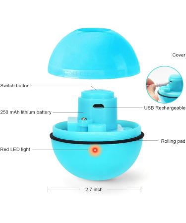 WWVVPET Interactive Cat Toy Ball with LED Light - 360 Self-Rotating USB Rechargeable | Fun Hunting Instinct Stimulation for Cats - Buy Online on GoSupps.com