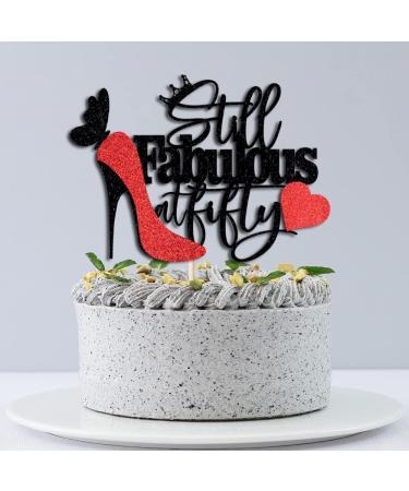 WRACKKIAR Still Fabulous at Fifty Cake Topper-Happy 50th Birthday Cake Topper-High Heel Crown Queen Stepping Into 50 Birthday Party Supplies for Women (Fifty) - Buy Online on GoSupps.com